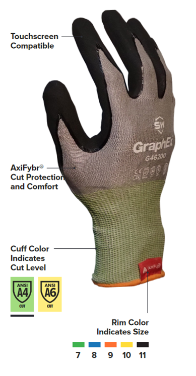 SW® Graphex® G46200 Micro Nitrile Coated AxiFybr® Cut Gloves